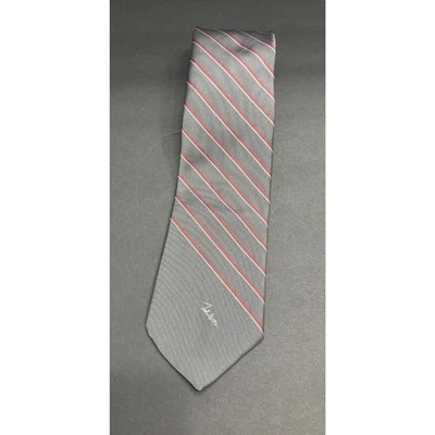 John Weitz Gray Diagonal Stripe Silk-Blend Tie – Men's Classic Business Necktie - Image 1 of 4