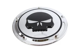 V-Twin 42-0263 Chrome 5 Hole Skull Derby Cover for Twin Cam - Picture 1 of 4