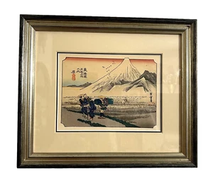 19. Jahrhundert Hiroshige Ando Tokaido Straße #14 Morgen Fuji Japan Holzschnitt - Bild 1 von 14