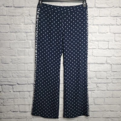Cabi Pants Womens 8 Blue Paisley Wide Leg Track Star Pockets Office Casual - Image 1 of 4