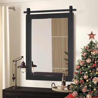 Black Farmhouse Mirror for Wall, 24X36Inch Wood Framed Square Bathroom Mirrors f - Image 1 of 4