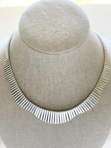 Super Heavy 925 Italy Sterling Silver  Modernist Necklace 16.5” 31.21g - Picture 1 of 9