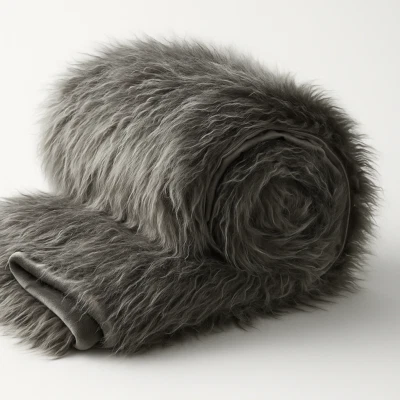 Restoration Hardware Faux Fur Throw Blanket Tibetan Nickel 50"x60" Soft - Image 1 of 3