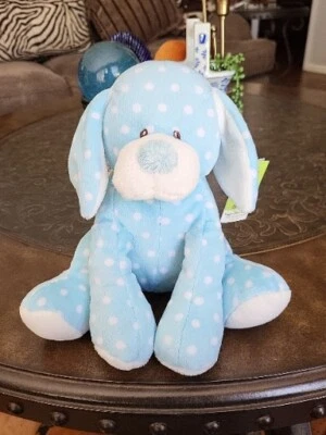 Baby Ganz Blue/White Dots Puppy Dog Plush Wind Up Music  Baby Crib Plush Toy  - Image 1 of 4
