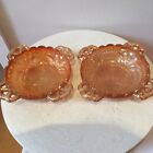 A Pair Of Vintage Carnival Glass Dishes With Handles Coral