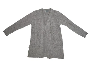 Karen Scott Cable Knit Duster Cardigan Sweater Open Front Dove Grey Womens L - Picture 1 of 10