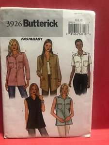 Butterick Pattern 3926 MISSES & PETITE TOP Sz 6-10 Shirt Tunic Collar Pockets  - Picture 1 of 2