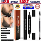 2~Waterproof Beard Pencil Filler Hair Grower Moustache Shaping Pen Eyebrow Brush