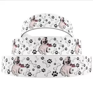 1 inch (1 yard) Pug Pet Puppy dog adoption fur baby Grosgrain Ribbon 1238603 - Picture 1 of 1