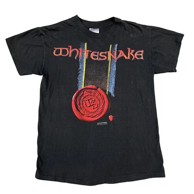 复古 Whitesnake 1990 黑色巡回赛 T 恤,尺寸 M — 第 1/4 张图片