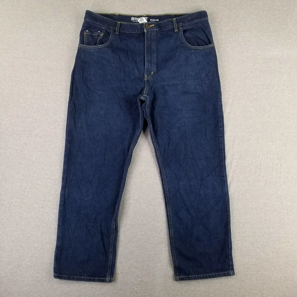 Pantalones de mezclilla Outdoor Life 40x30 corte regular azul 100 % algodón lavado oscuro excelentes Foto 1 de 4