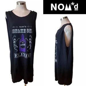 NOM*D NWOT$199 "SNAKE OIL-MAGIC POTION" Black Cotton Jersey, Tank Dress One Size - Picture 1 of 11