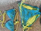 Victoria's Secret 2 Piece Bikini Swimsuit Women?S M Blue/Yellow