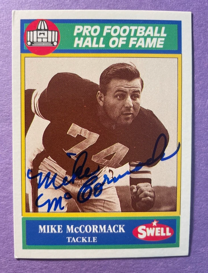 SIGNED MIKE McCORMACK 1990 SWELL FOOTBALL CARD AUTOGRAPHED - HOF - BROWNS - Image 1 of 2