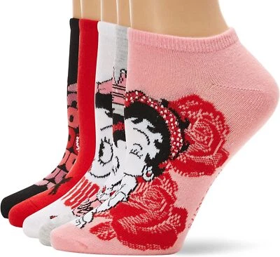 Conjunto de 5 pares de calcetines Betty Boop Character para mujer talla 9-11 calcetines sin mostrar Foto 1 de 4