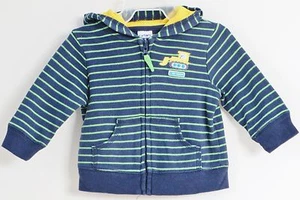 Chaqueta con capucha con cremallera delantera azul verde a rayas azul carter's talla 3 meses para niños - Imagen 1 de 2