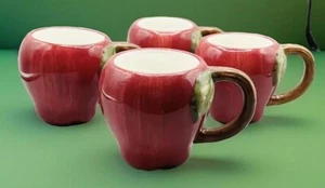 BRAND NEW Lot of 4 Four Sur La Table 14 Oz Red Figural APPLE Mugs Brand - Picture 1 of 7