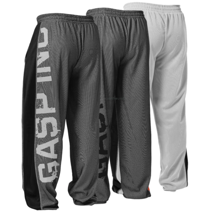 GASP No1 Mesh Pant pantaloni da allenamento fitness bodybuilding palestra abbigliamento nero grigio bianco - Immagine 1 di 1