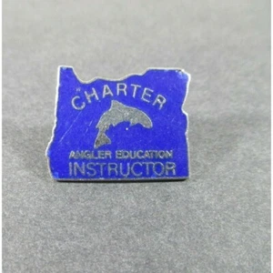 Charter Angler Education Instructor OR Oregon Cutout 3/4"x 3/4" Enamel Lapel Pin - Picture 1 of 2