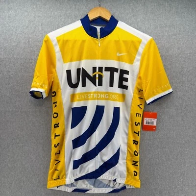 NUEVO CON ETIQUETAS Nike Livestrong Unite Camiseta de Ciclismo Grande Amarillo Blanco Bicicleta Atlética para Hombres Foto 1 de 4