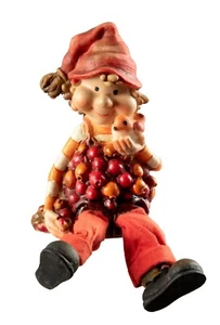 Figurina Folletto D'Autunno - Elfo Con Uccello Decorazione - 27182 - Imagen 1 de 7