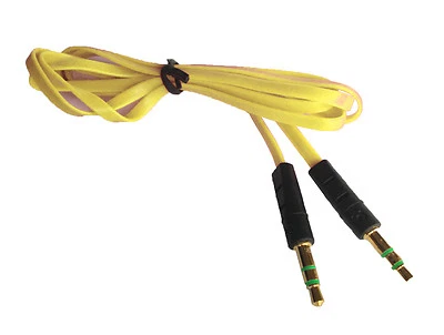 Cabo auxiliar de música de carro plano colorido banhado a ouro para telefones iPod MP3 - Imagem 1 de 4