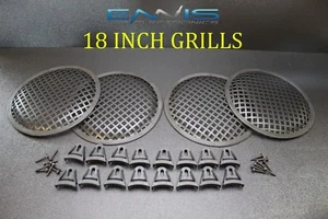 (4) CUBIERTA DE MALLA DE SUBWOOFER DE ALTAVOZ DE ACERO DE 18 PULGADAS CON CLIPS TORNILLOS GR-18 - Imagen 1 de 4