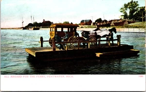 Pentwater Mich. colorierte alte Postkarte alle an Bord für die Fähre verschickt 1910 - Bild 1 von 2