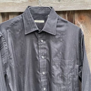 Burberry London Button Up Shirt Men's Size 15.5 Black Plaid Long Sleeve Cotton - Picture 1 of 8
