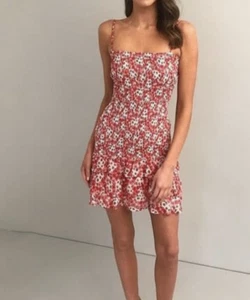 New With Tags - rrp $180 - Kookai Carnevale Shirred Mini Floral Dress size 34 - Picture 1 of 5