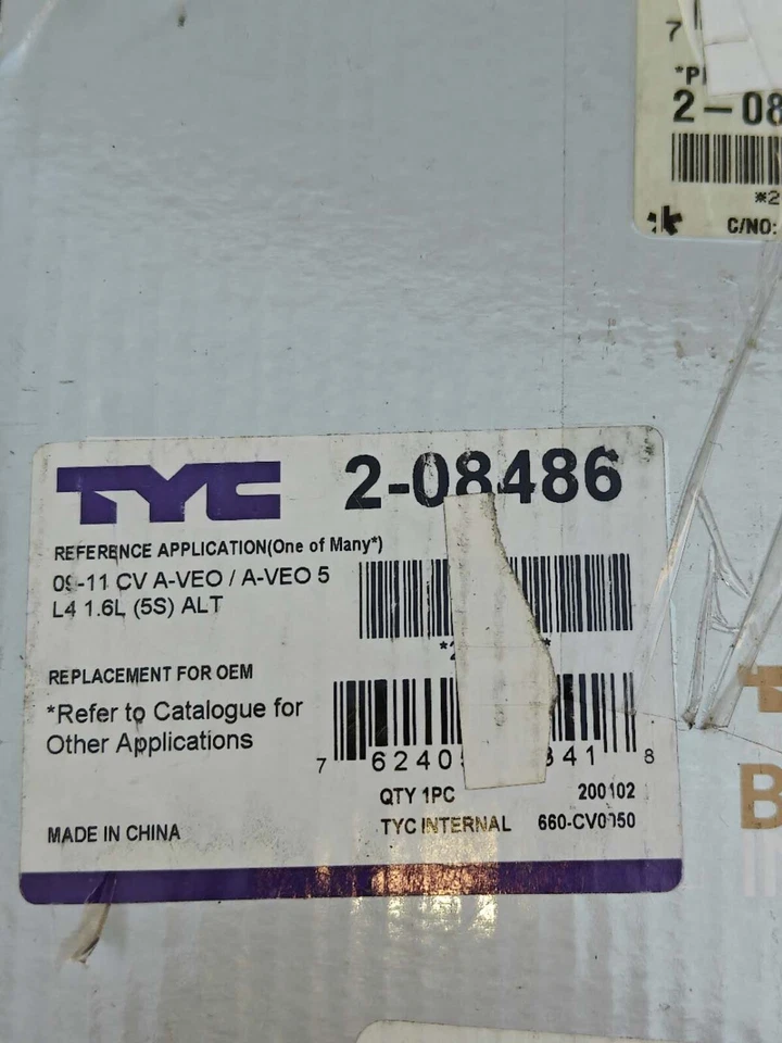 ALTERNADOR NUEVO COMPATIBLE CON CHEVROLET AVEO 2009, 2010, 2011, PONTIAC G3- 2-08486 Foto 1 de 4