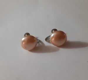 Orecchini vintage con retro a vite rosa retrò anni 50, 1/2" - Foto 1 di 5