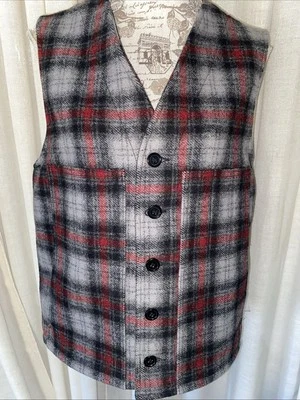 Chaleco de lana a cuadros Filson Mackinaw abotonado nuevo Foto 1 de 4