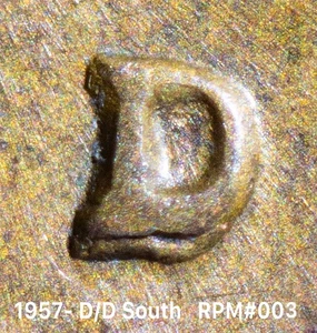 ¡ERROR MAYOR!   1957 D/D RPM#003 BONITO REPERFORADO MARCA DE CECA ERROR!!!!!!!!!! - Imagen 1 de 6