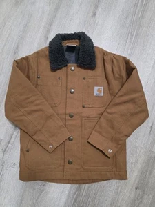Carhartt Chore Coat Youth Canvas Insulated Blanket Lined Kids S 4/5 Brown Jacket - Picture 1 of 3