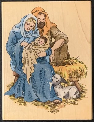 Stampendous Holy Family Mary Joseph Jesus Blessed Child Rubber Stamp — 第 1/4 张图片