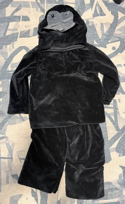 Pottery Barn 儿童服装 4-6 岁 猴子 3 件 万圣节 二手状况完好 黑色 — 第 1/4 张图片