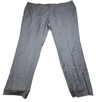 Joseph Abboud Wool Dress Pants Mens 54 Big Tall Unfin Hem Gray Flat Front NEW - Image 1 of 4