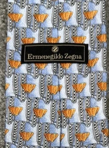 Cravatta Ermenegildo Zegna Disegno Esclusivo Geometrica Blu 100% Seta Made Italy - Foto 1 di 9