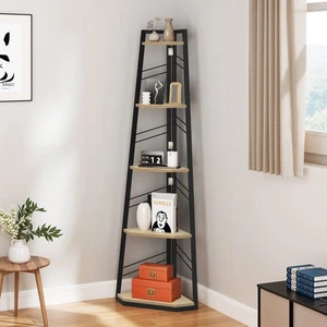 Eckregal, 5-stöckiges Leiterregal aus Holz für Wohnzimmer, Flur, Schlafzimmer - Bild 1 von 15
