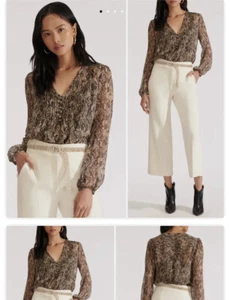 NWT $395 Veronica Beard New Lowell Python print Blouse SIZE 2 - Picture 1 of 7