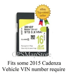 2015 Cadenza Limited / Premium GPS Navigation Memory SD Card U.S Map 96554-3R107 - Picture 1 of 1