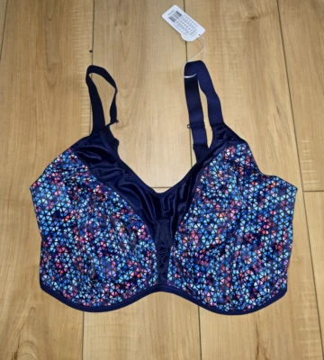 Sujetador deportivo Elomi Energize azul geométrico talla 38L nuevo con etiquetas Foto 1 de 4