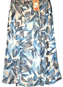 New SIZE 12 COTTON TRADERS BLUE PRINT SKIRT Calf Length & Fully Lined - Picture 1 of 8