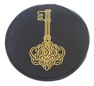 Heilung schwarzer Achat rund graviert Aufladen Reiki Platte Heilung Wellness Geschenk - Bild 1 von 3