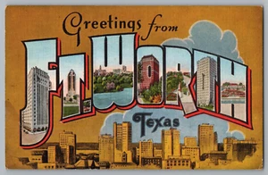 Postcard Greetings From Ft. Worth, Texas, Large Letter - Picture 1 of 2