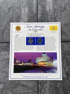 New Jersey "The Garden State" 1787 Statehood Quarter Dollar Panel 2 Münzen 3 Briefmarken - Bild 1 von 10