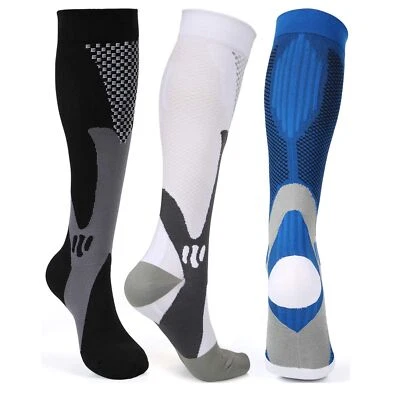 Nylon Shaping Compression Socks -High Tube Sports Dynamic Support Footwear 3Pair — 第 1/4 张图片