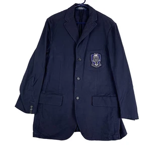 Vintage POLO RALPH LAUREN Men's Navy Blue 80's 90's Tennis Crest Jacket Medium - Picture 1 of 14