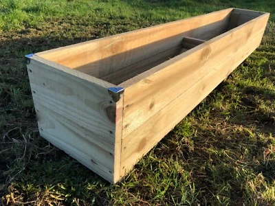 wooden garden planter 2ft to 6ft Rustic LARGE JUMBO Long Timber Flower Trough - Image 1 of 4